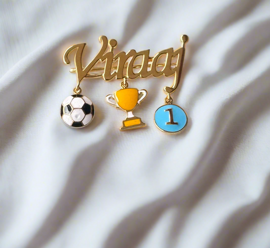 Name Football Brooch / Lapel Pin