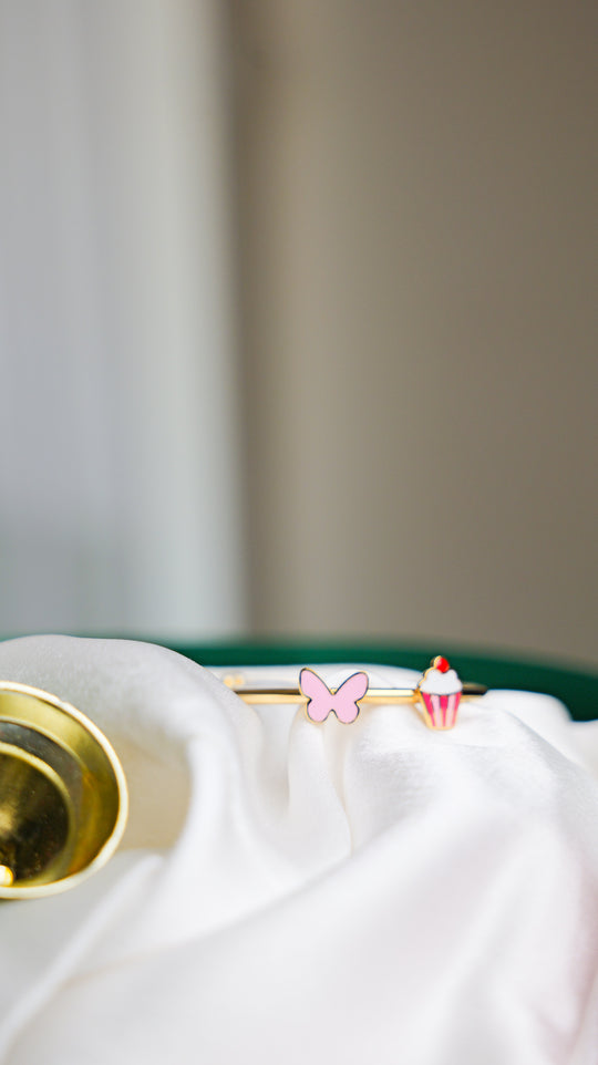 Butterfly - Cupcake Silver Adjustable Bangle