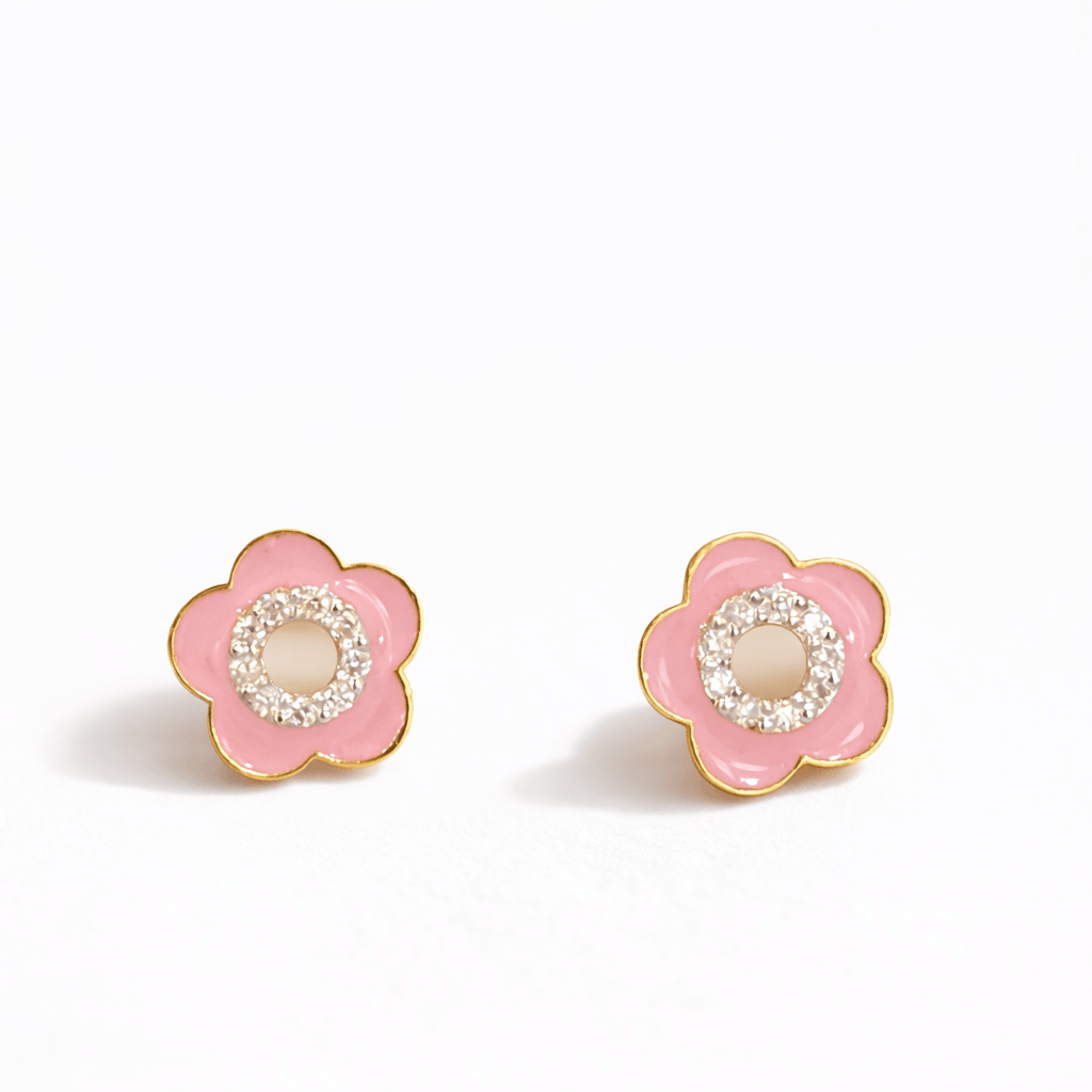 Like a Dewdrop Diamond Flower Earrings for kids — BIS Hallmarked, by Rajasi Jindal