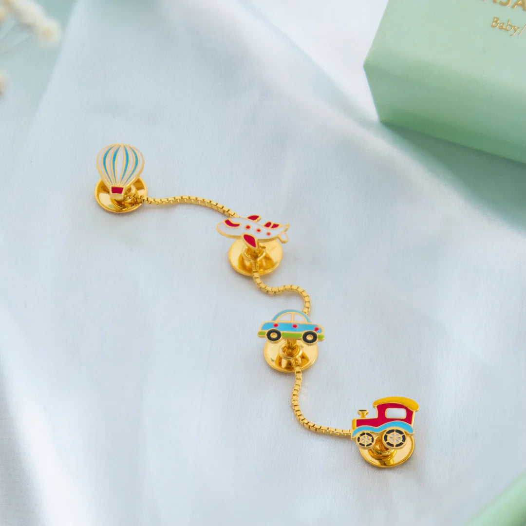 14K Gold Travel Collection Cufflinks and Kurta Buttons for kids — by Rajasi Jindal