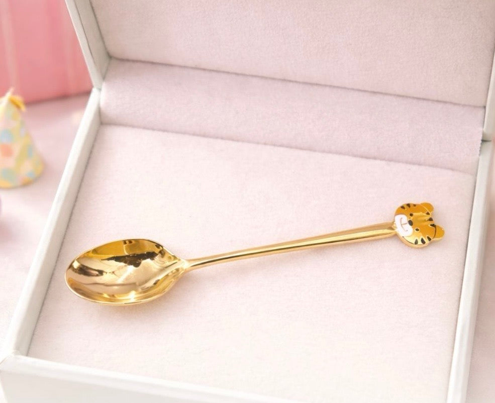 Cub Spoon in 14k Hallmarked Gold — gold baby gift, by Rajasi Jindal