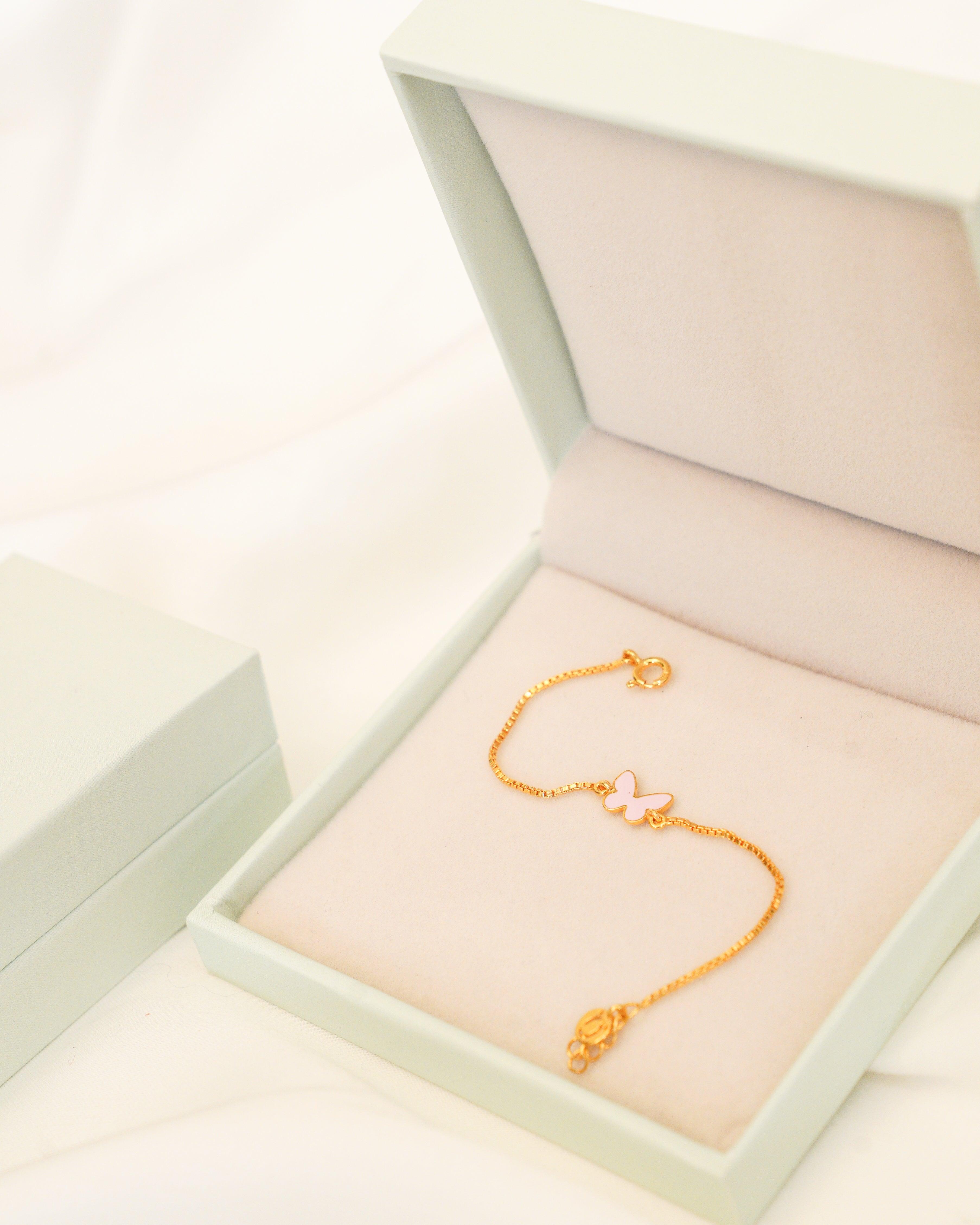 Blush Pink Butterfly Silver Bracelet