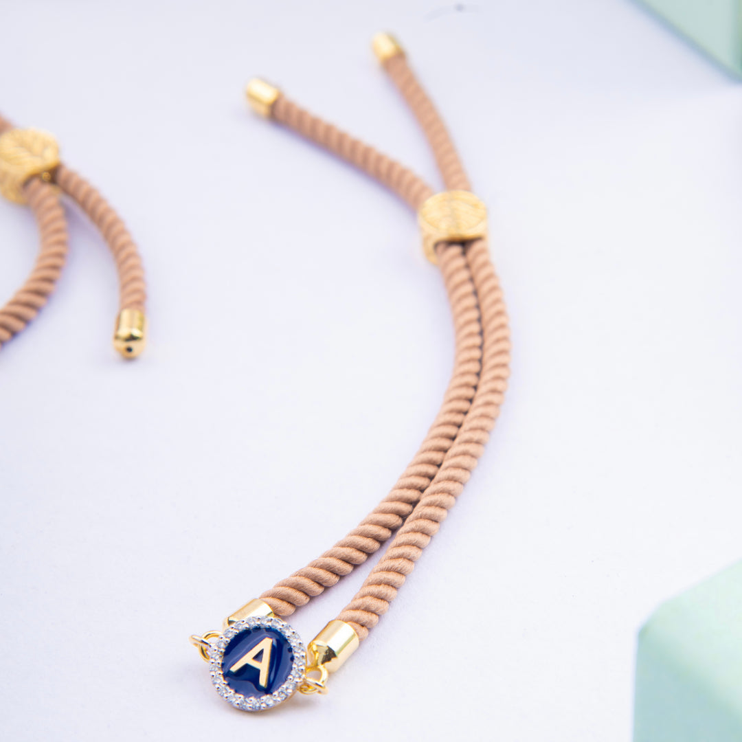 Initial Silver Rakhi Bracelet