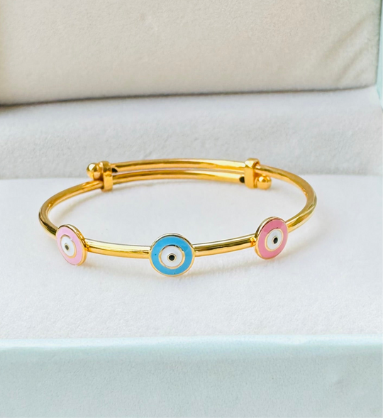 Evil eye Silver Adjustable Bangle