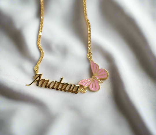 Name with Butterfly Necklace