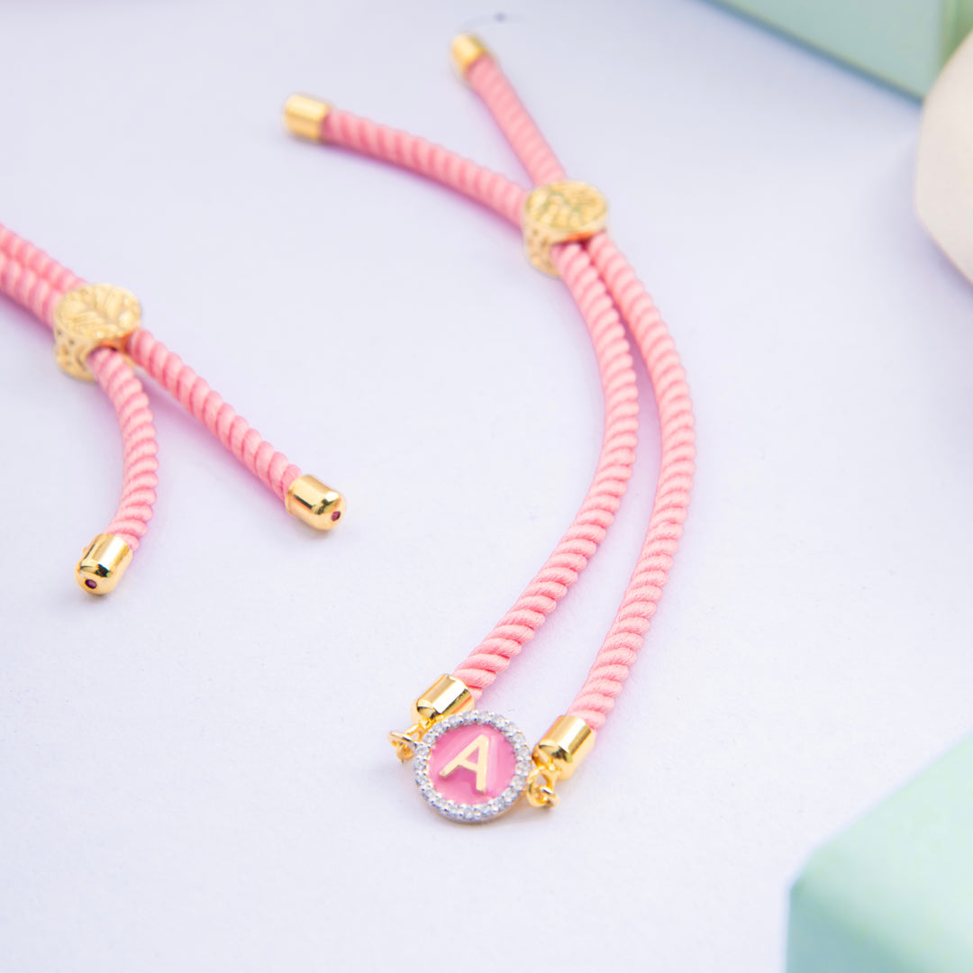 Initial Silver Rakhi Bracelet