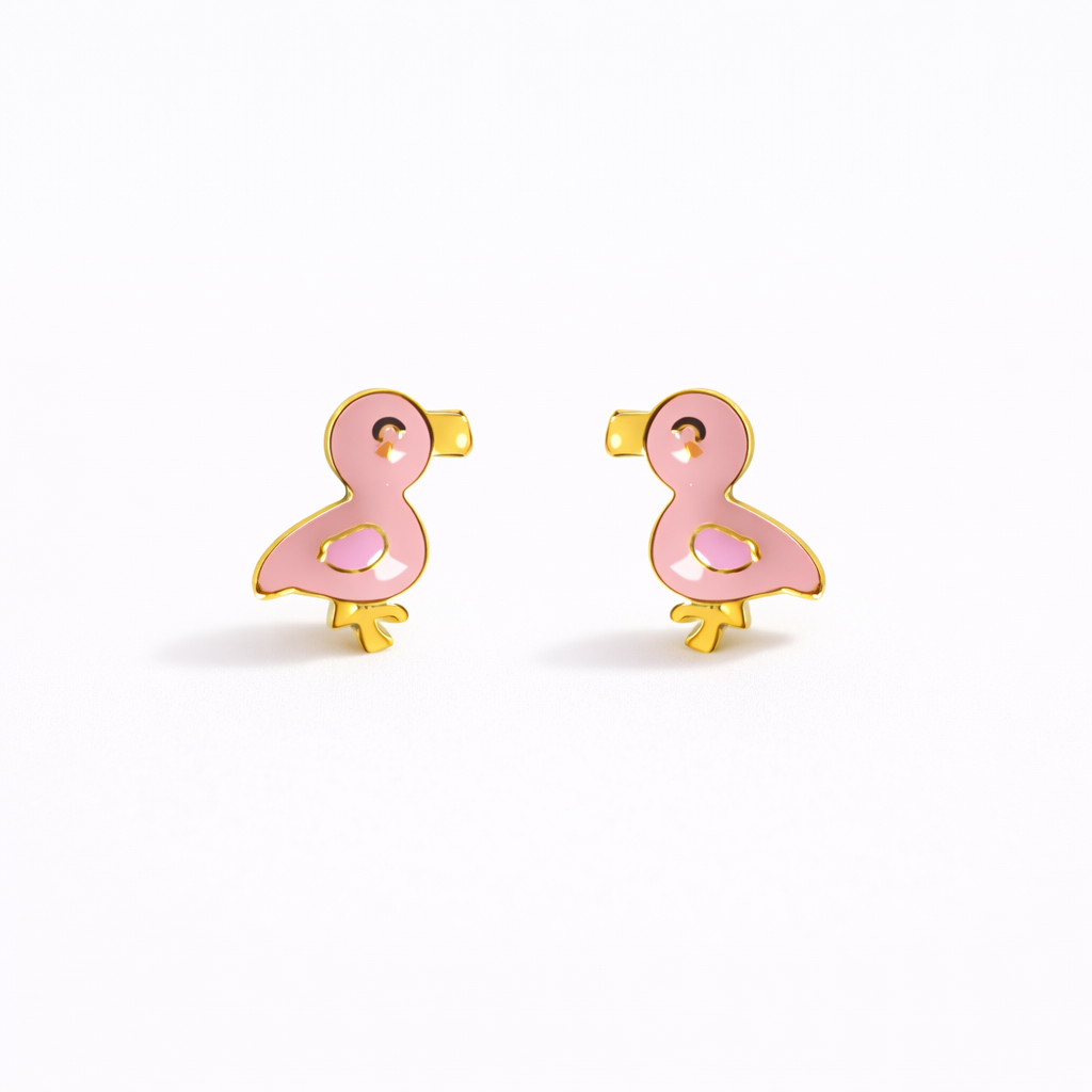 Flamingo Earrings for babies and kids — BIS Hallmarked, by Rajasi Jindal