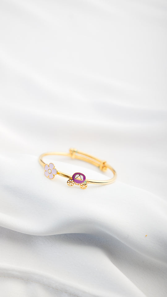 Flower Carriage Silver Adjustable Bangle