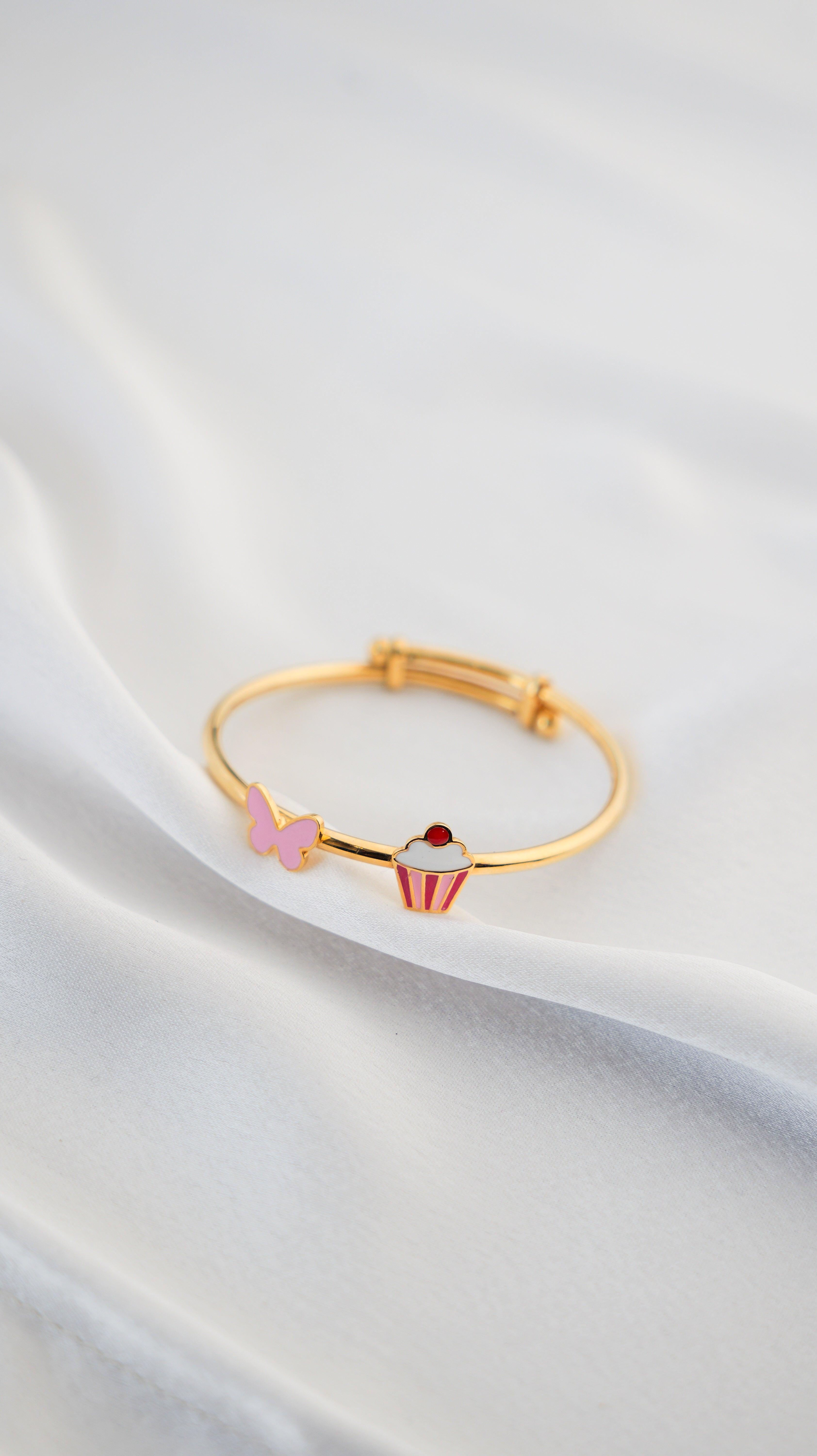 Butterfly - Cupcake Adjustable Gold Bangle