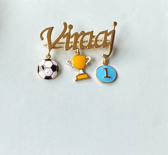 Name Football Brooch / Lapel Pin