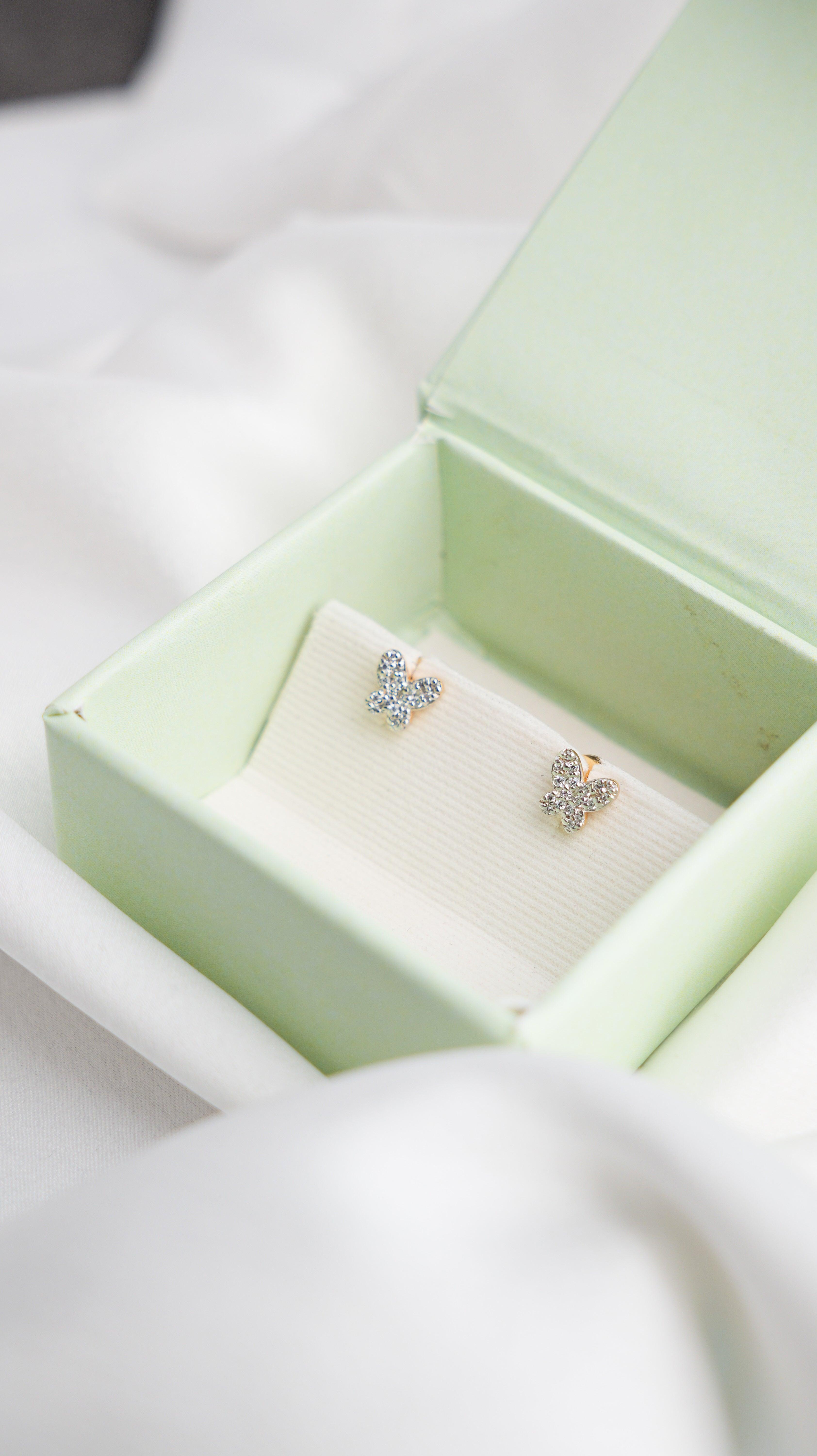 Butterfly Diamond Earrings for kids — BIS Hallmarked, by Rajasi Jindal