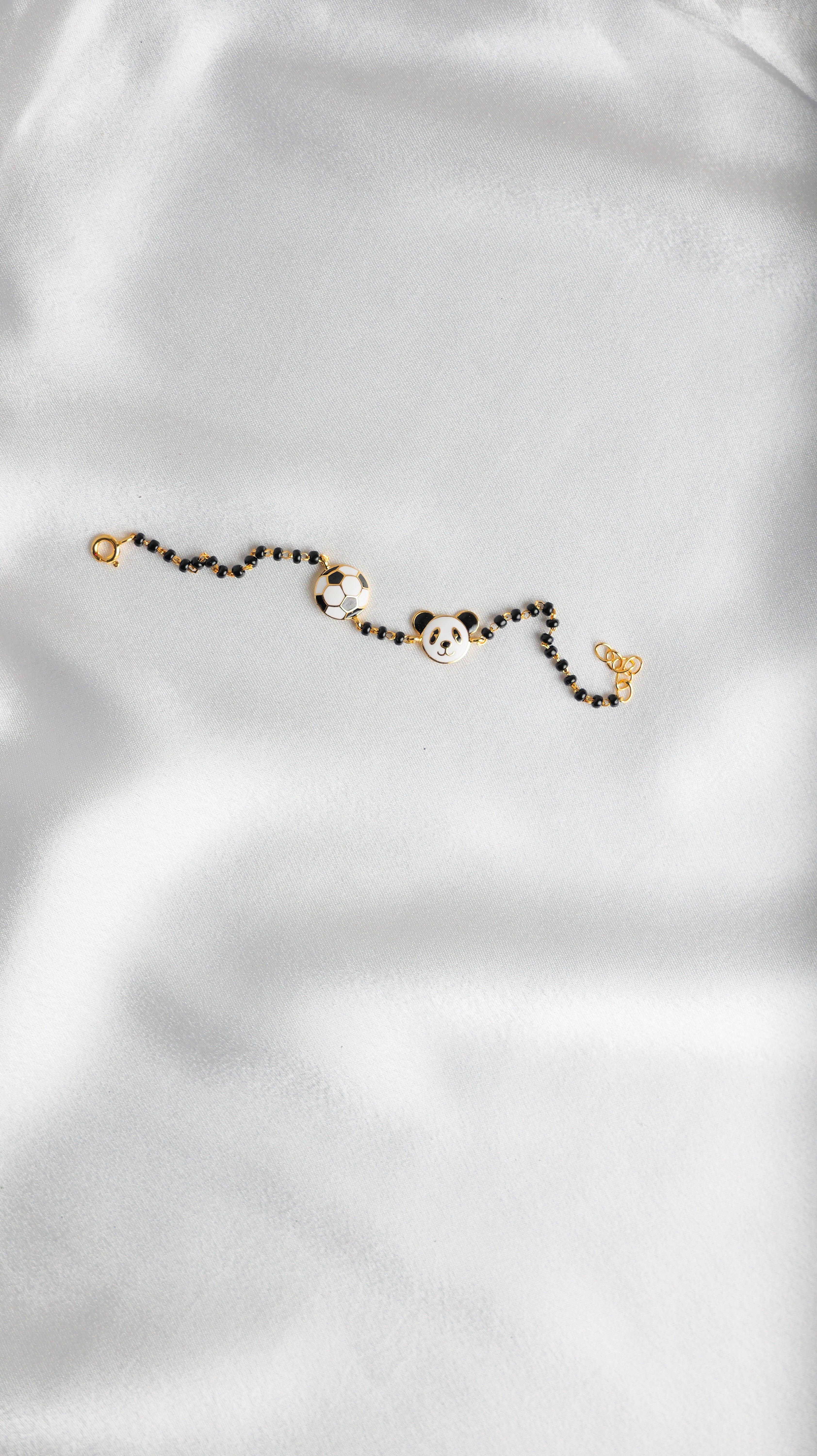 Football Panda Gold Nazariya for babies — BIS Hallmarked gold evil eye, by Rajasi Jindal