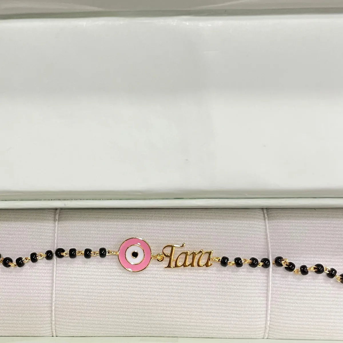 Name Customisation with Pink Evil Eye Nazariya for babies — BIS Hallmarked, by Rajasi Jindal