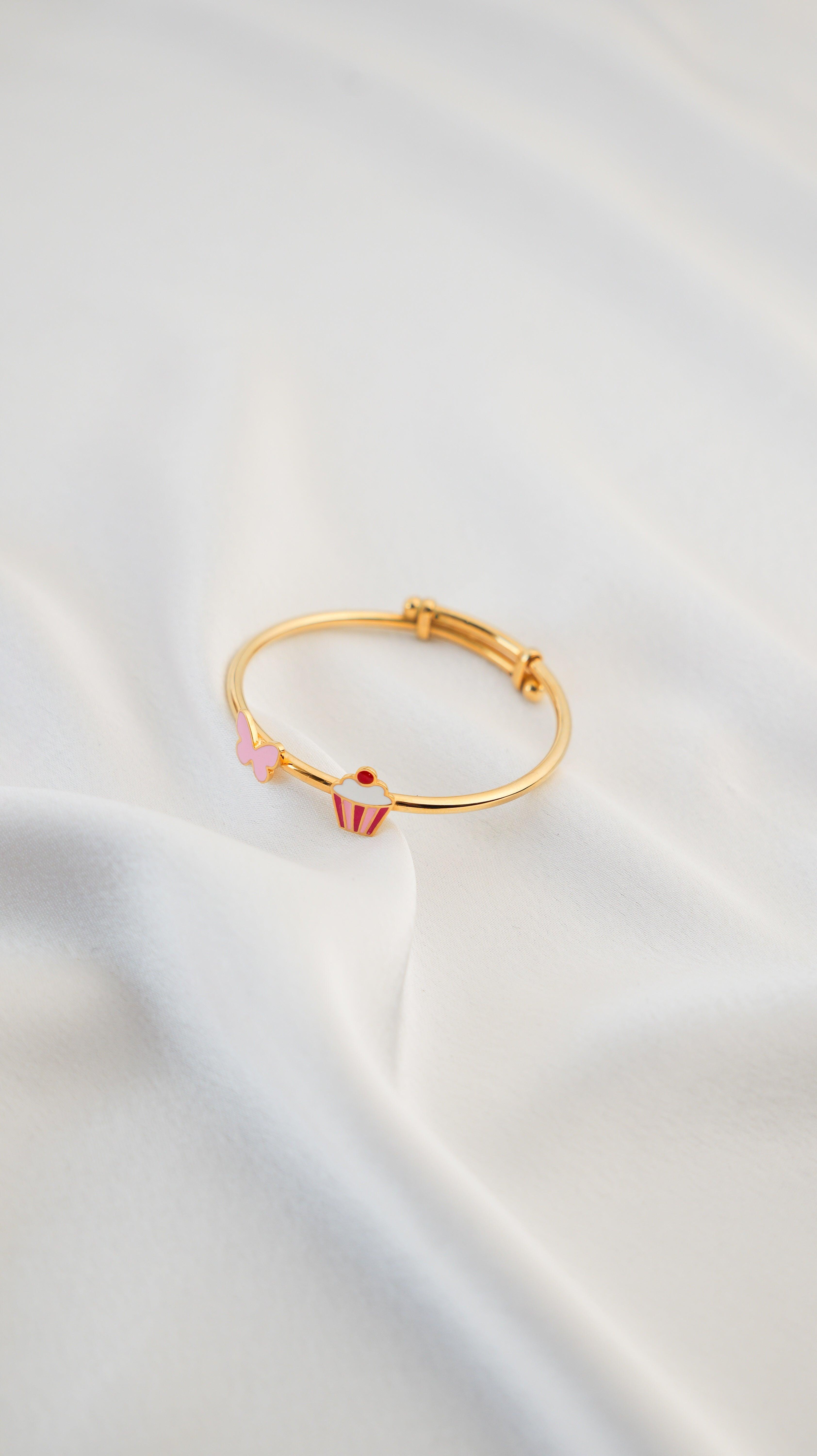 Butterfly - Cupcake Adjustable Gold Bangle