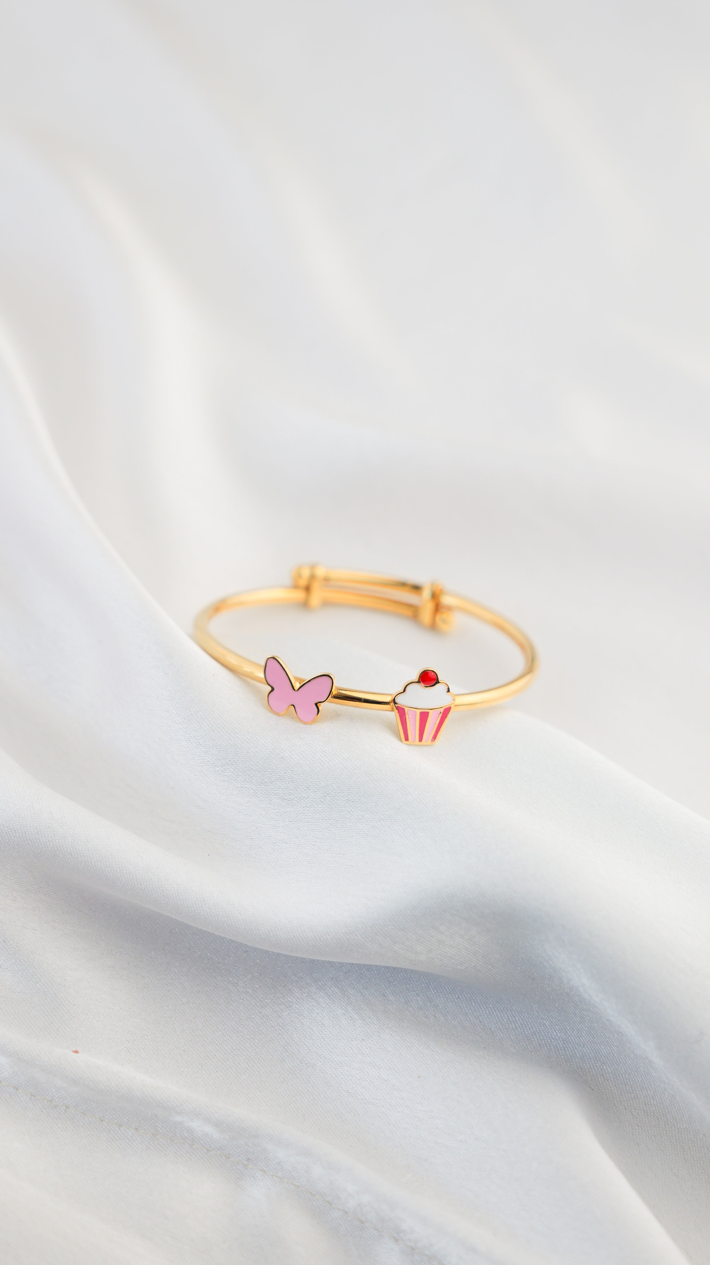 Butterfly - Cupcake Silver Adjustable Bangle