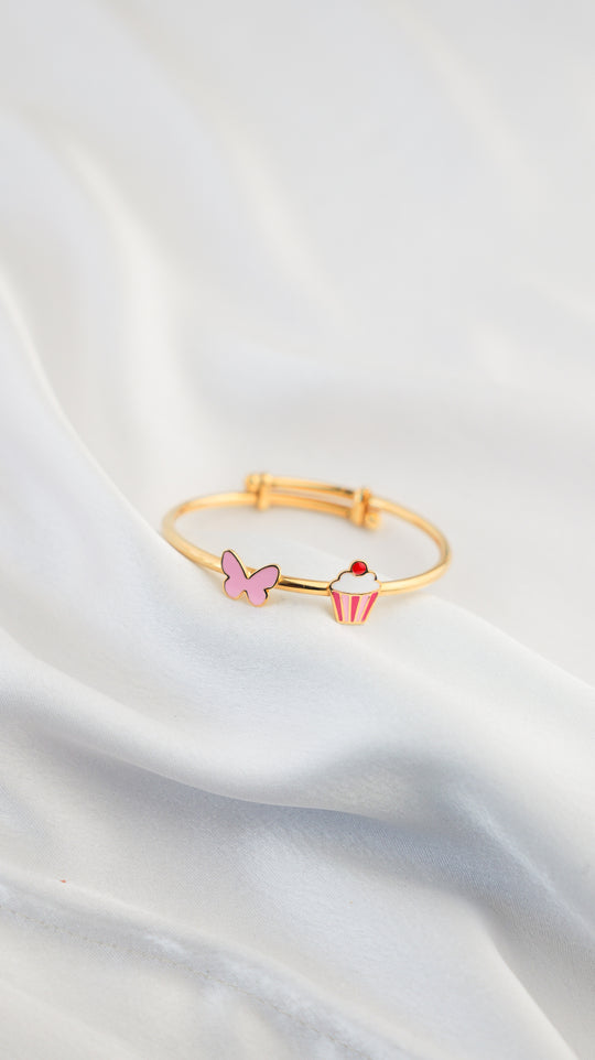 Butterfly - Cupcake Silver Adjustable Bangle