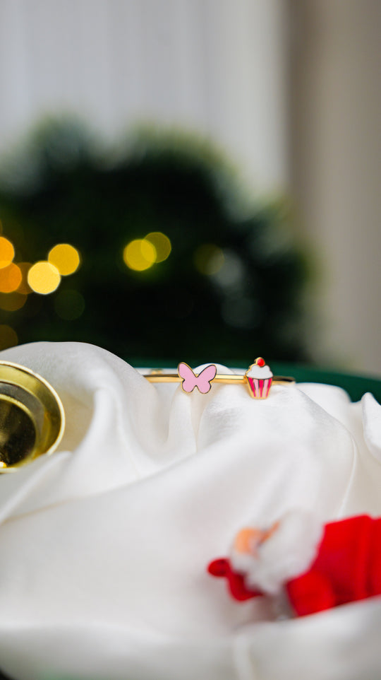 Butterfly - Cupcake Silver Adjustable Bangle