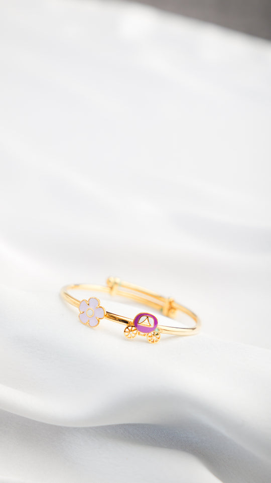 Flower Carriage Silver Adjustable Bangle