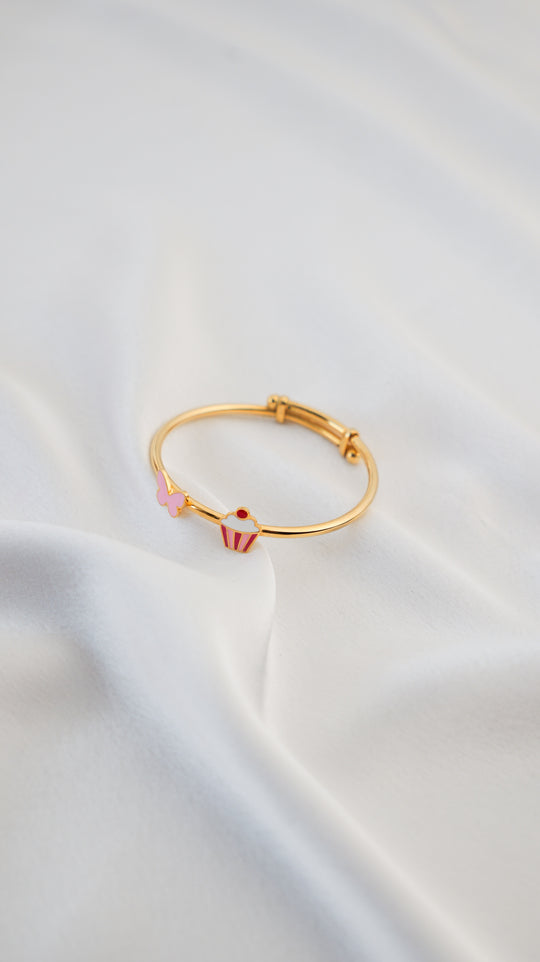 Butterfly - Cupcake Silver Adjustable Bangle
