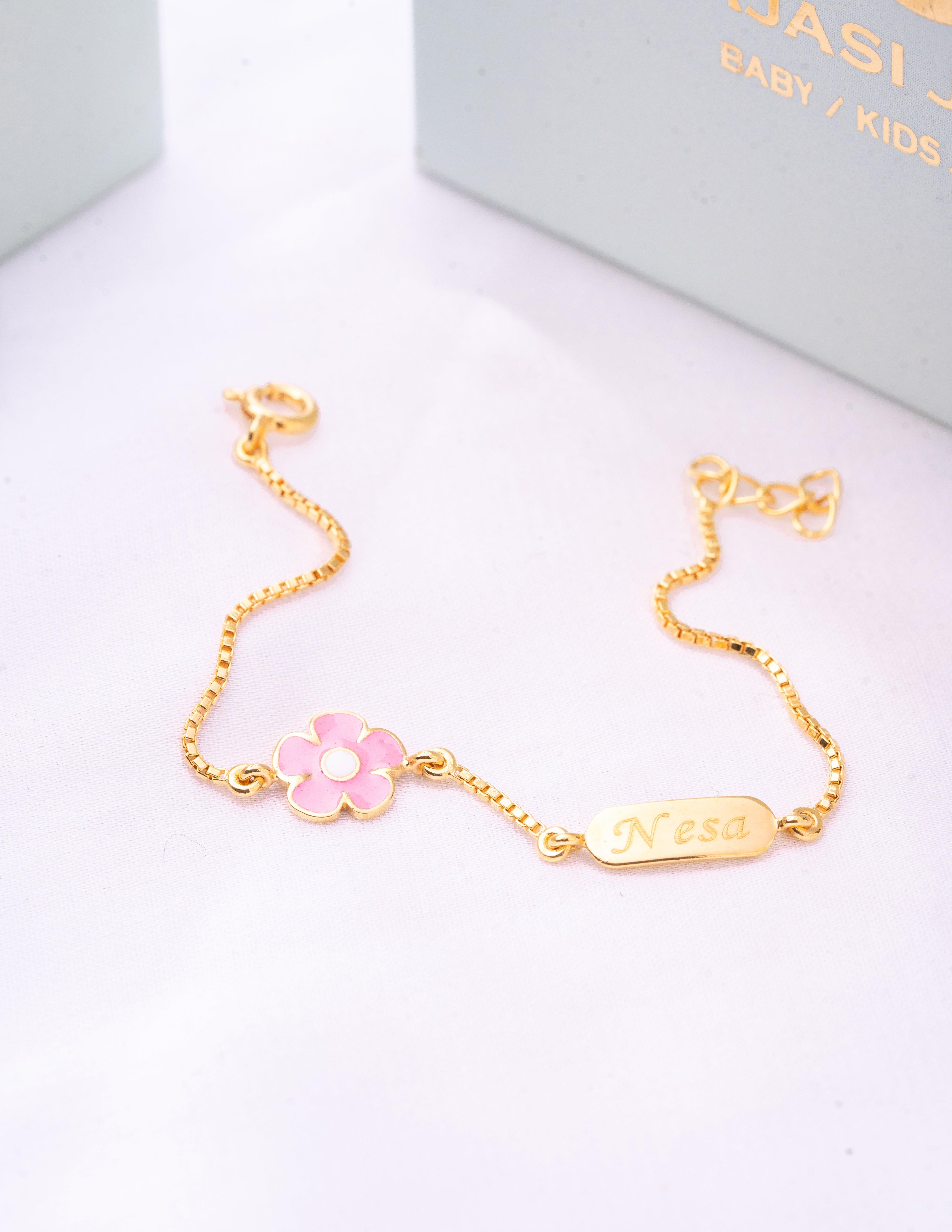 Name Customisation with Flower Bracelet for babies — BIS Hallmarked, by Rajasi Jindal