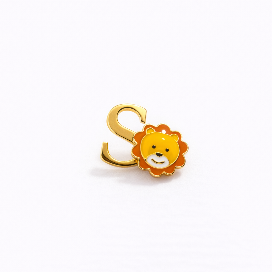 Lion Cub Initial Animal Brooch and Lapel Pin for kids — by Rajasi Jindal