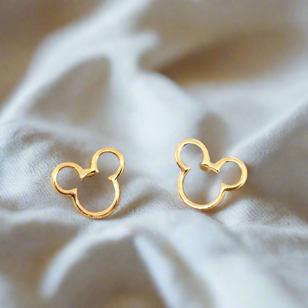 Mickey Mouse Line Gold Earrings