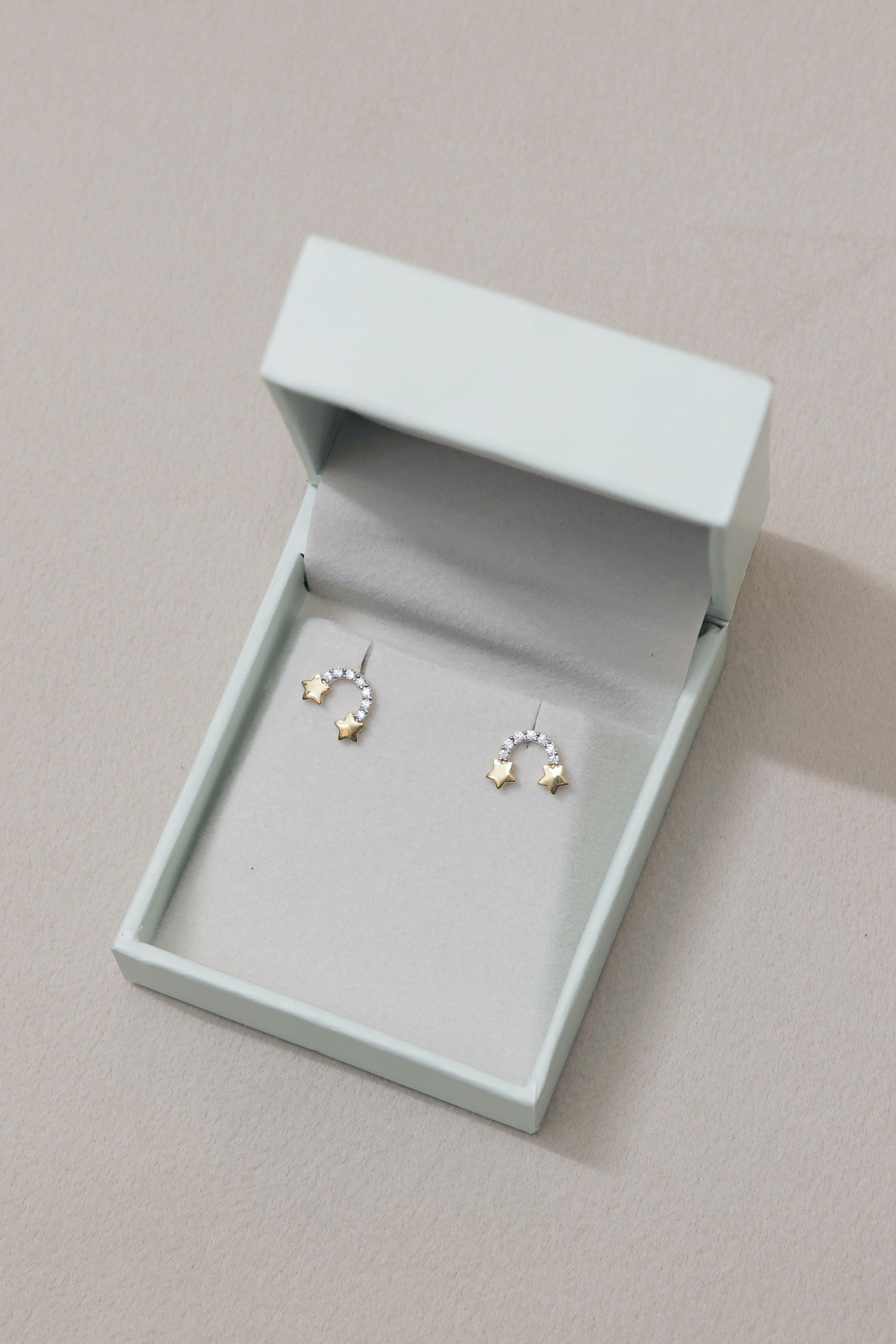 Rainbow and Stars Gold Earrings for babies and kids — BIS Hallmarked gold, by Rajasi Jindal