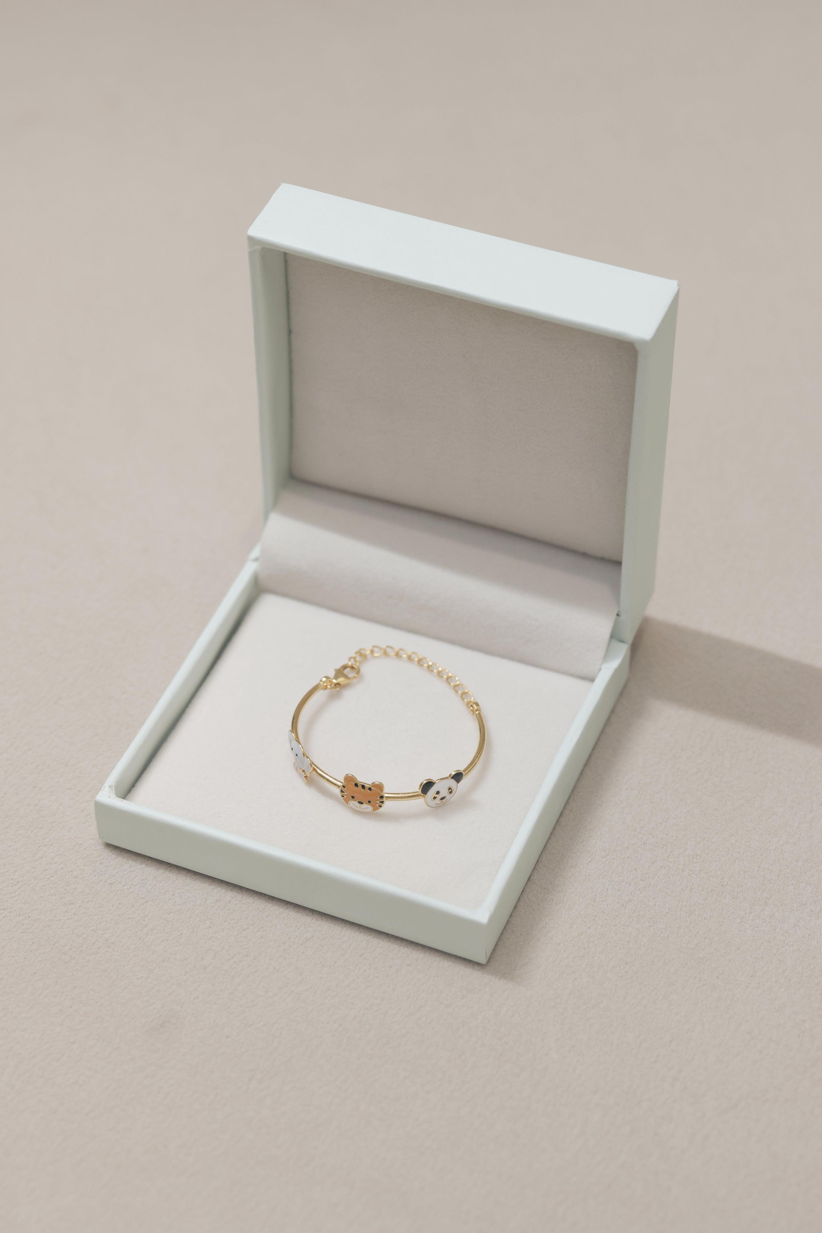 Elephant Tiger Panda Silver Adjustable Bangle