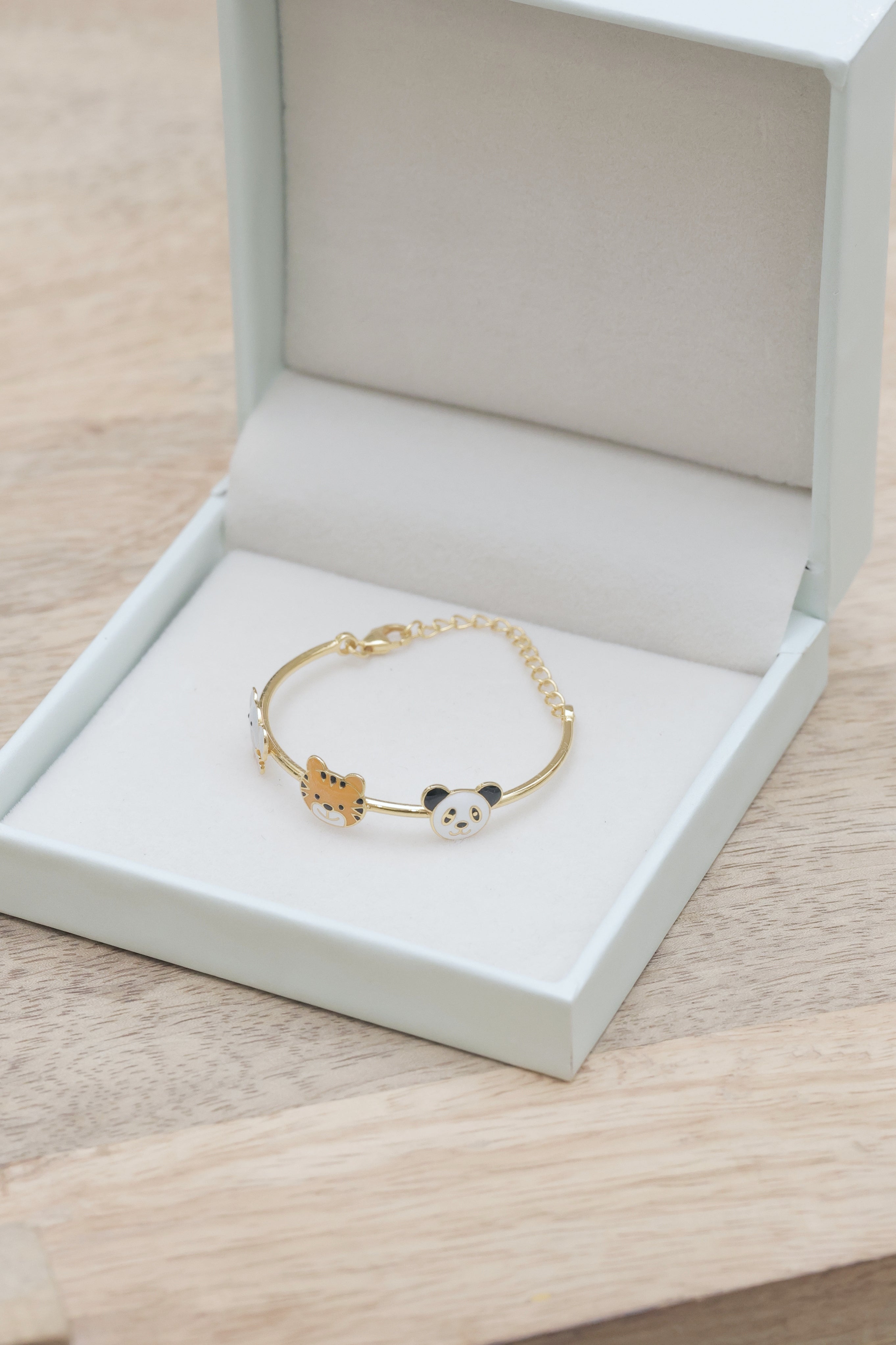 Elephant Tiger Panda Silver Adjustable Bangle