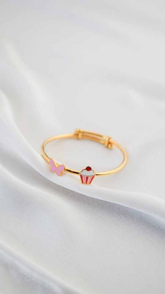 Butterfly - Cupcake Silver Adjustable Bangle