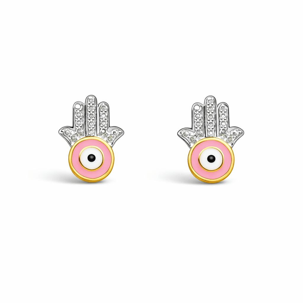Hamsa Evil Eye Diamond Earrings for kids — BIS Hallmarked, by Rajasi Jindal