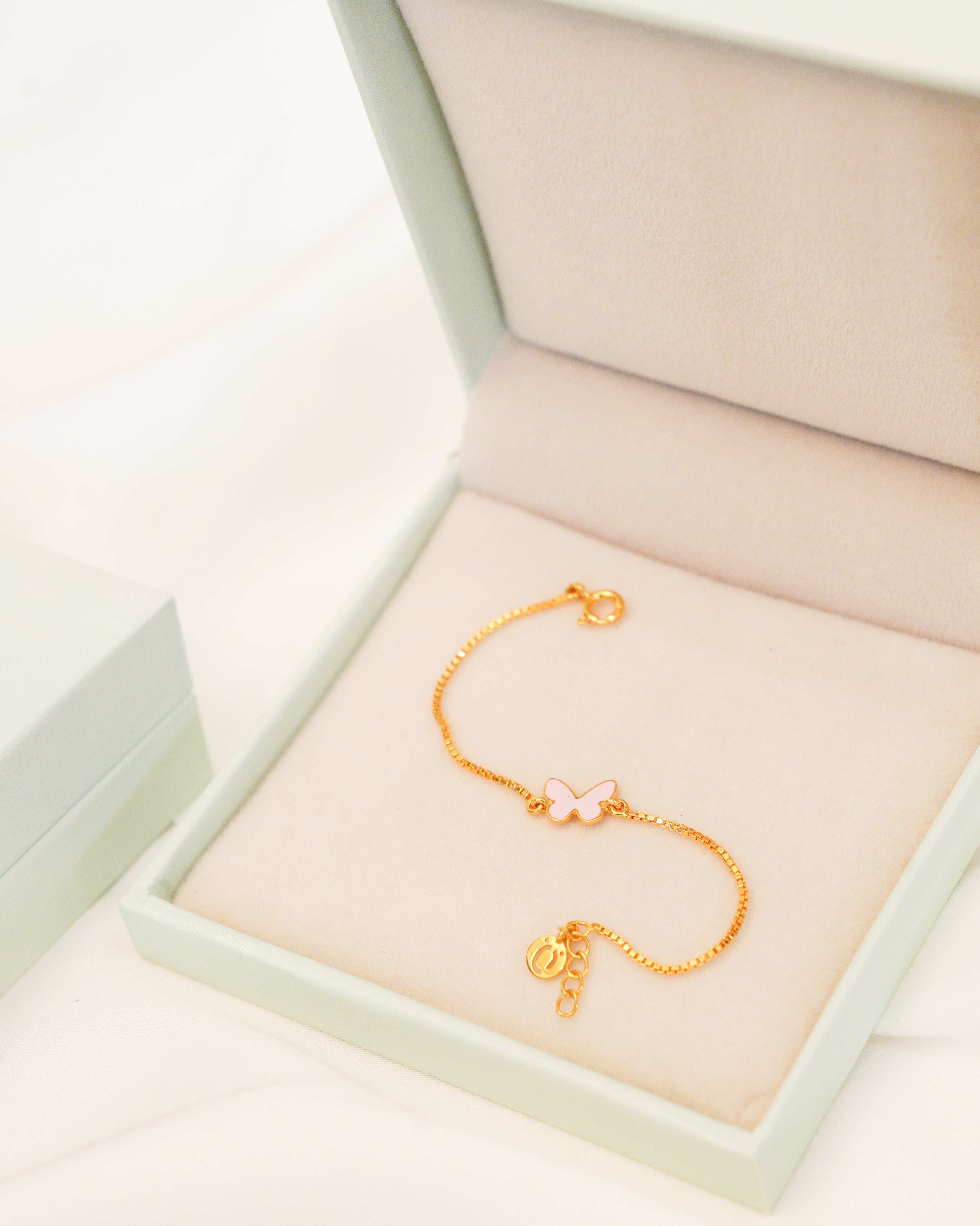Blush Pink Butterfly Silver Bracelet for babies and kids — BIS Hallmarked 925 silver, by Rajasi Jindal
