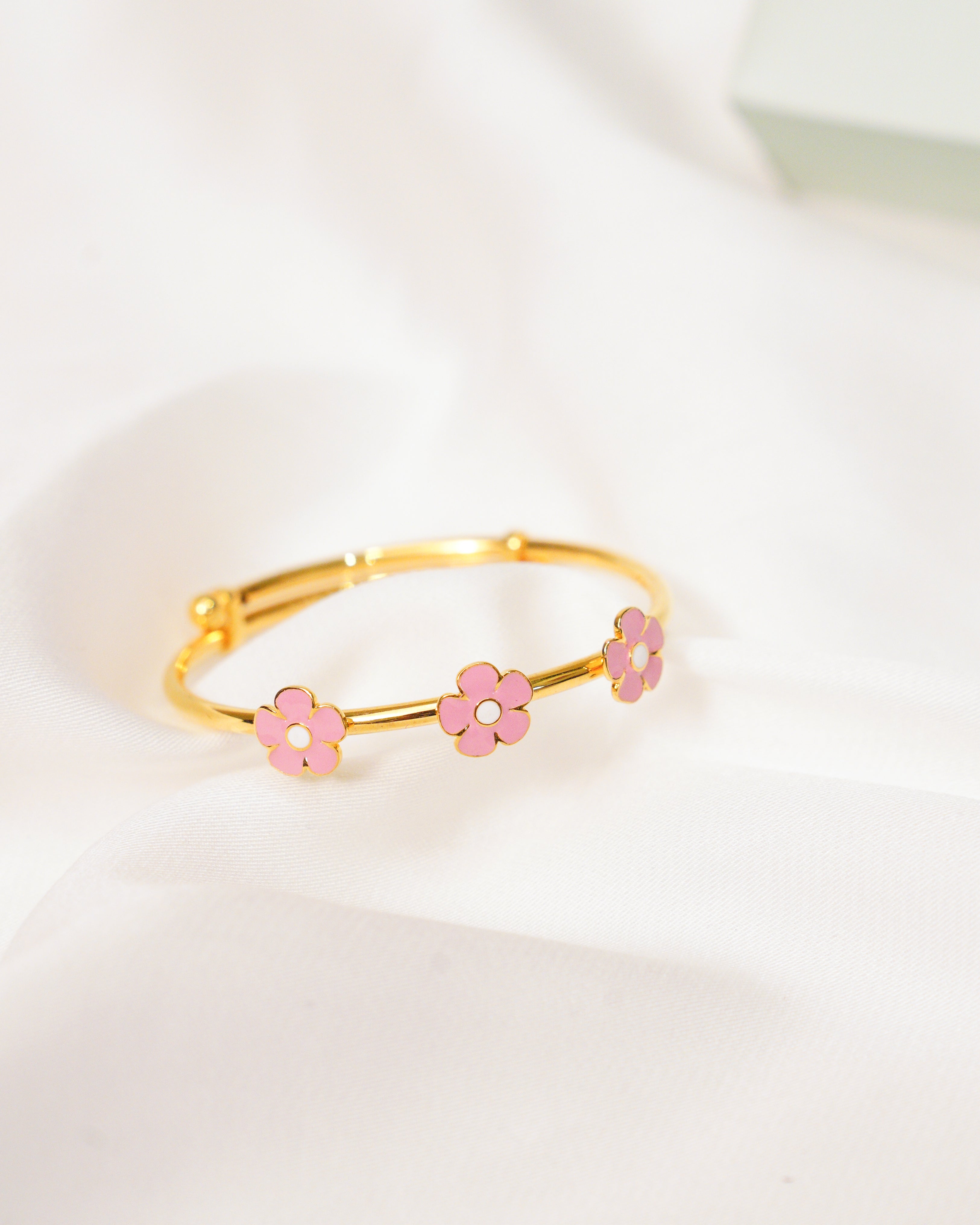 Flower Silver Adjustable Bangle