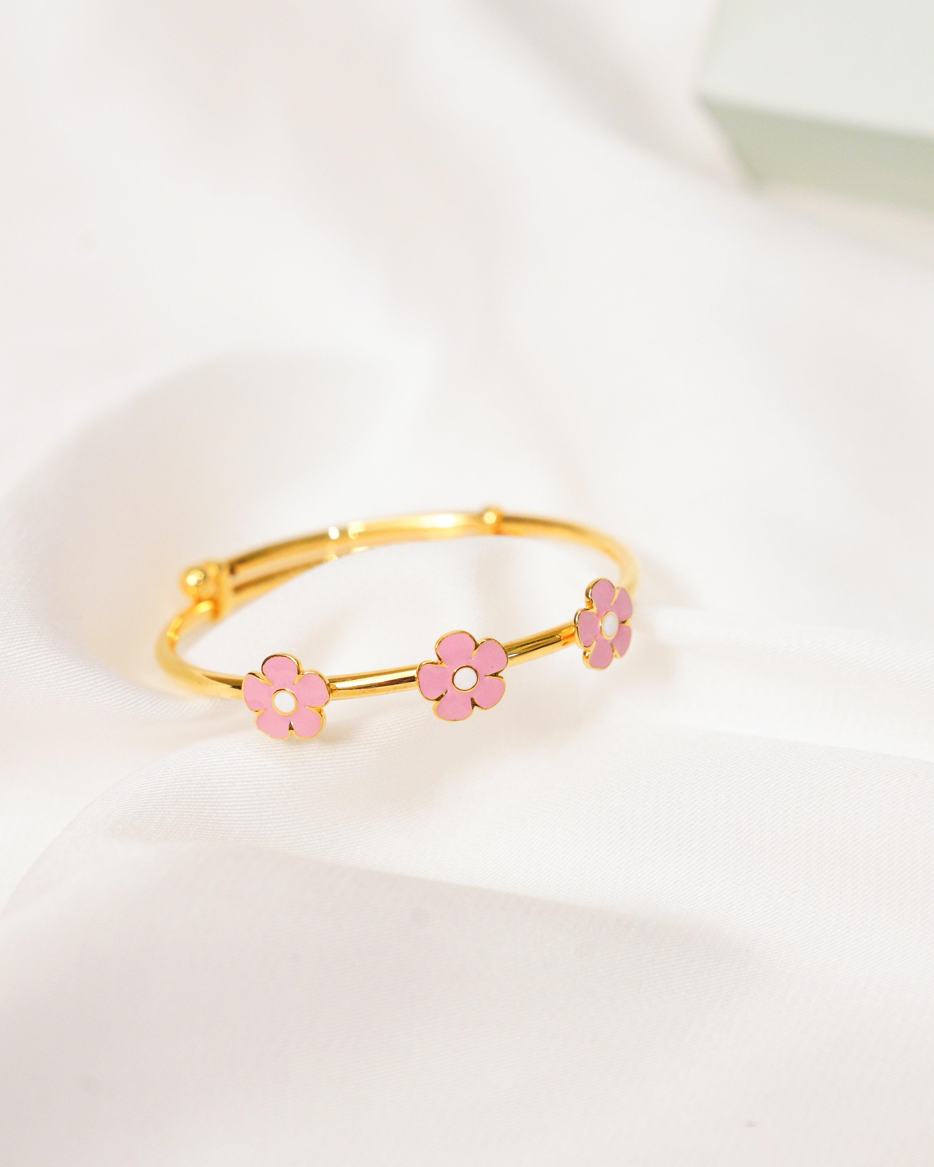 Flower Silver Adjustable Bangle