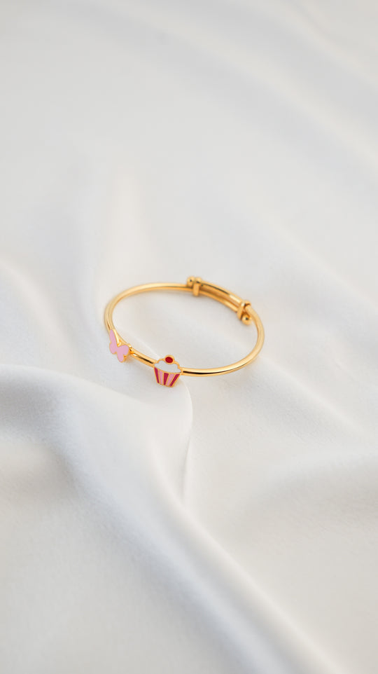 Butterfly - Cupcake Silver Adjustable Bangle