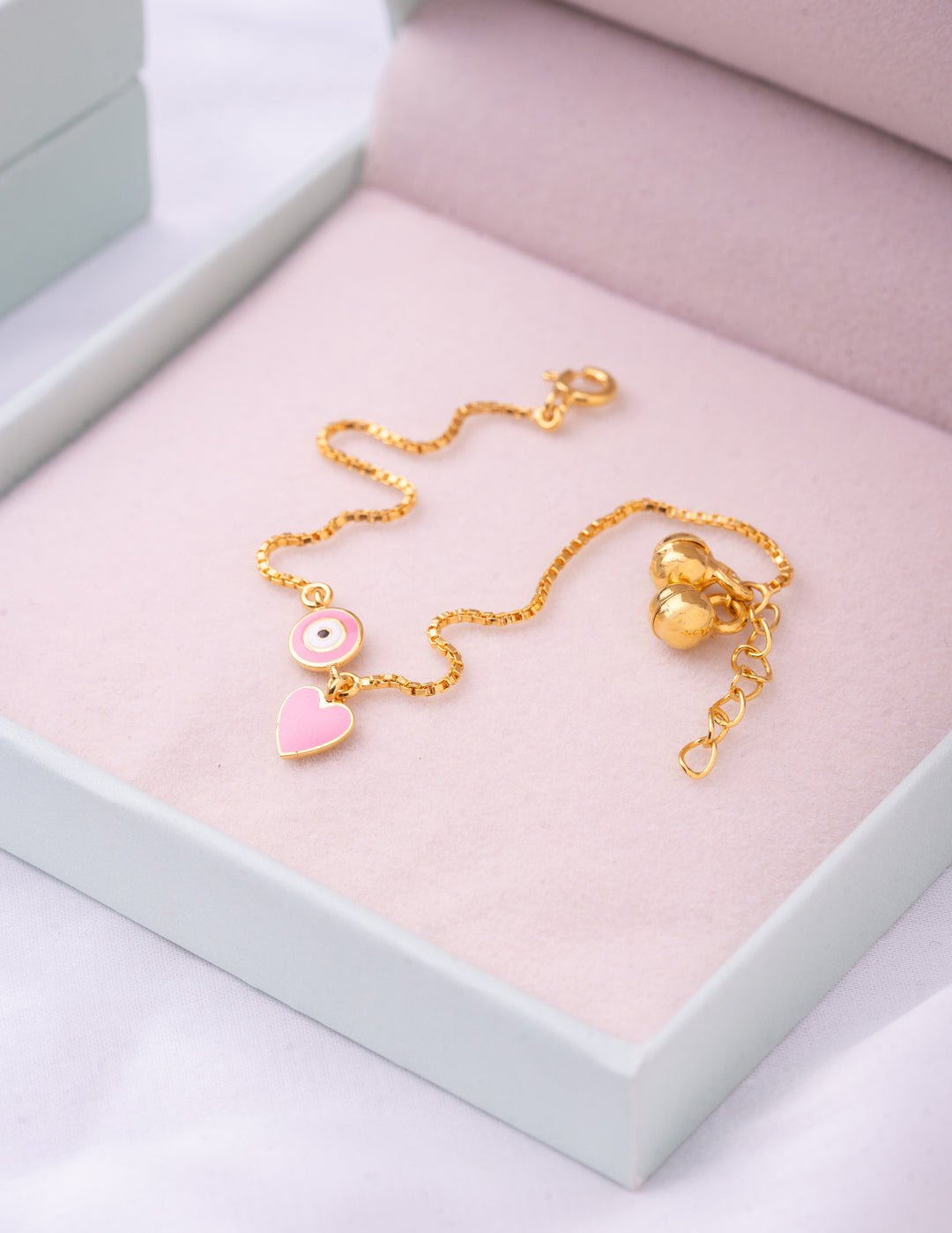 Heart Evil eye Silver Payal PAIR