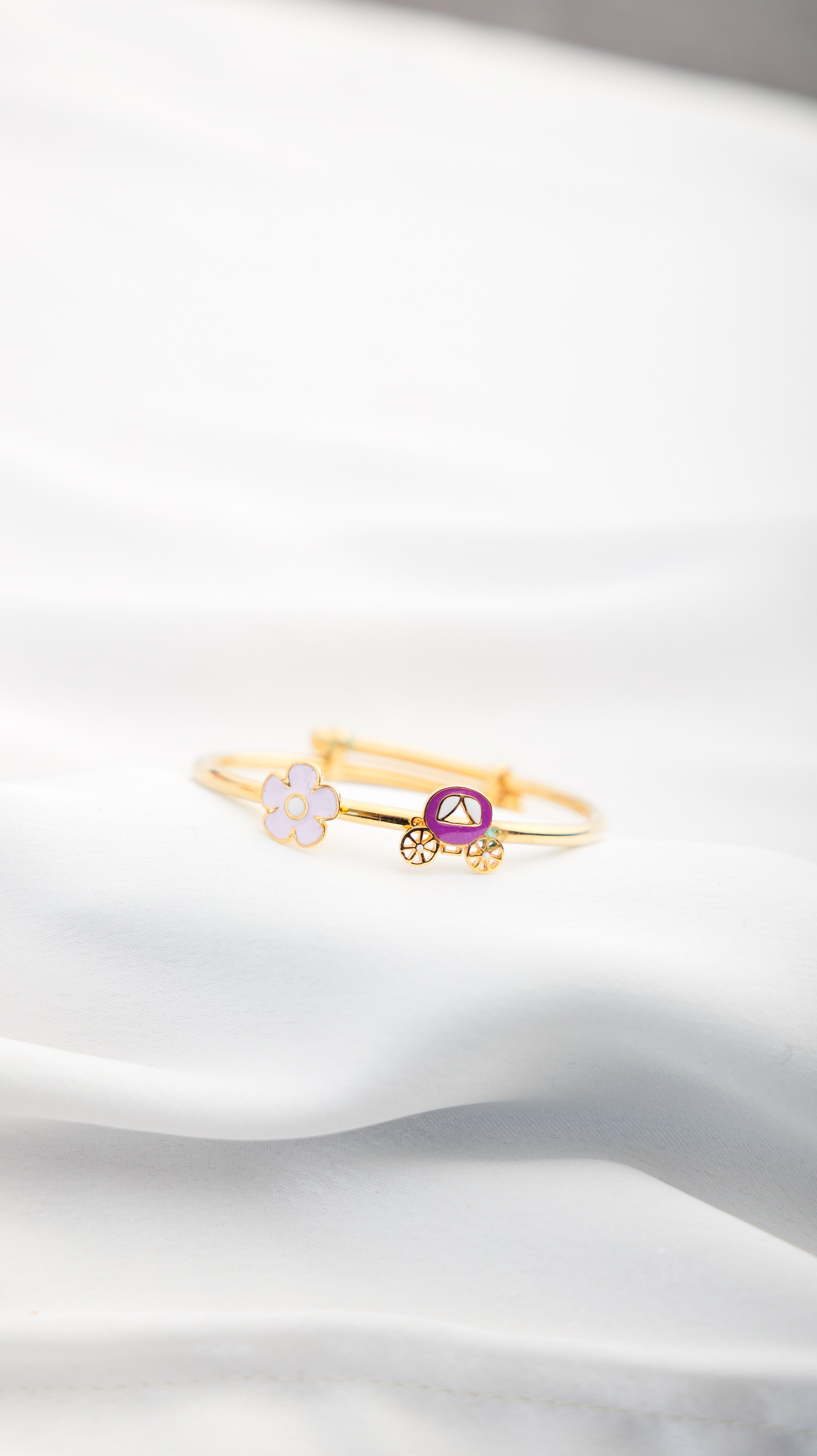 Flower Carriage Silver Adjustable Bangle for babies and kids — BIS Hallmarked 925 silver, by Rajasi Jindal