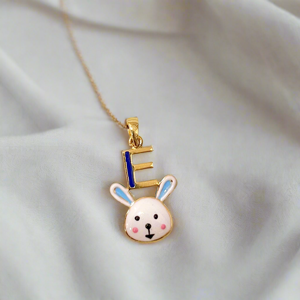 Blue Bunny Initial Pendant