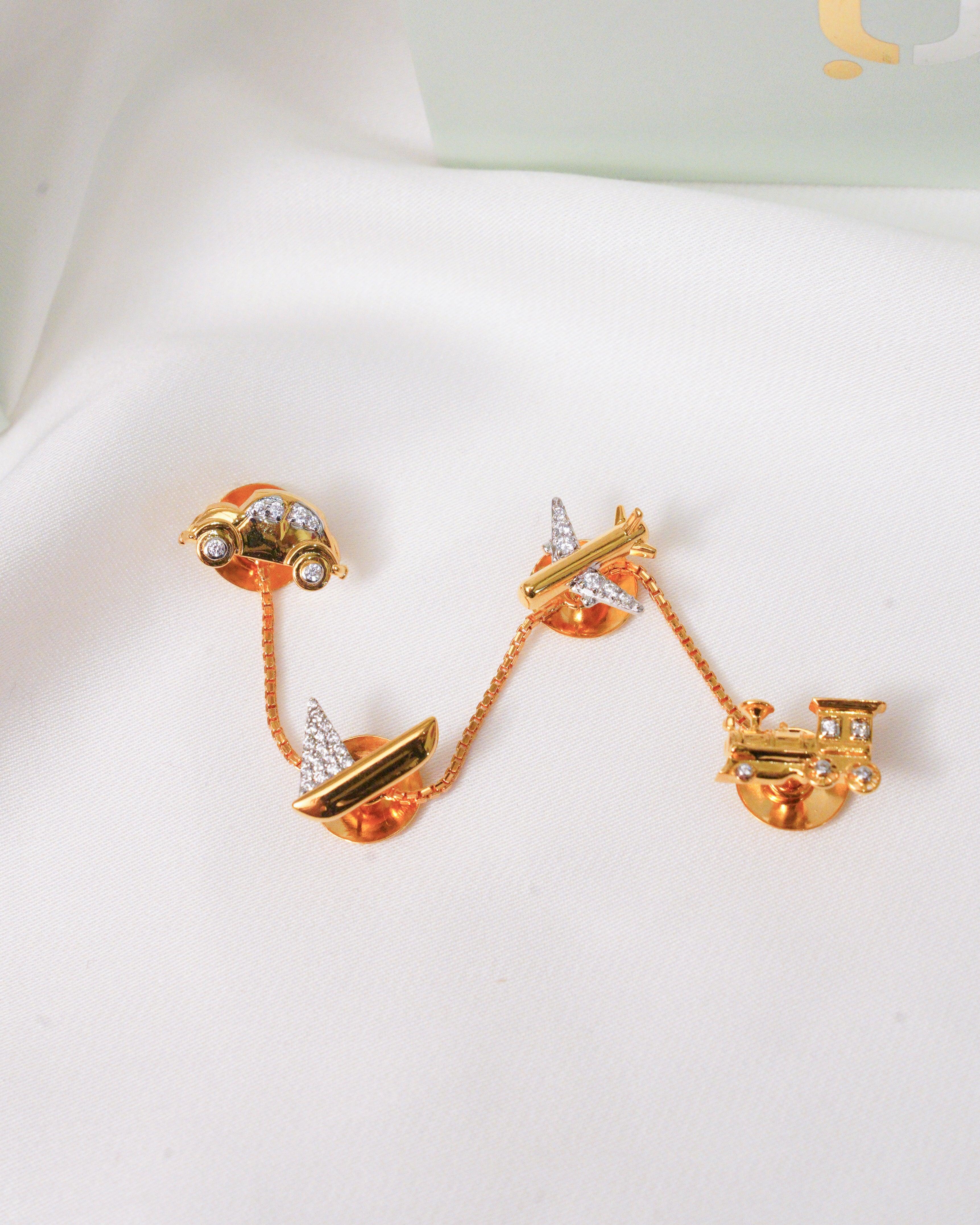Studded Travel Collection Cufflinks / Kurta Buttons