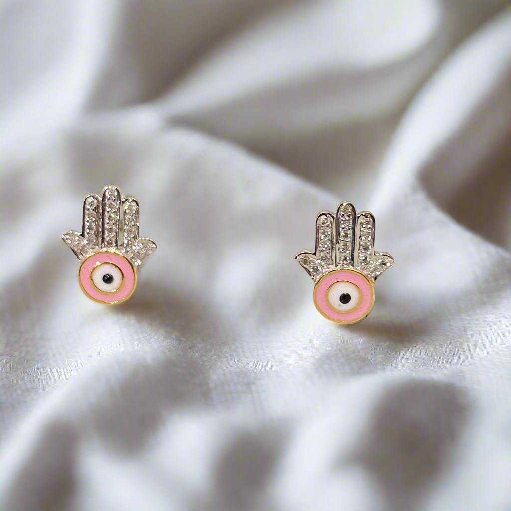 Hamsa Evil Eye Diamond Earrings – Rajasi Jindal