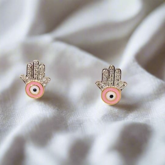 Hamsa Evil Eye Diamond Earrings