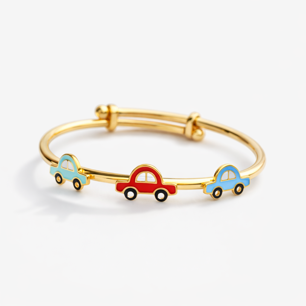 Multicolour Car Silver Adjustable Bangle for babies and kids — BIS Hallmarked 925 silver, by Rajasi Jindal