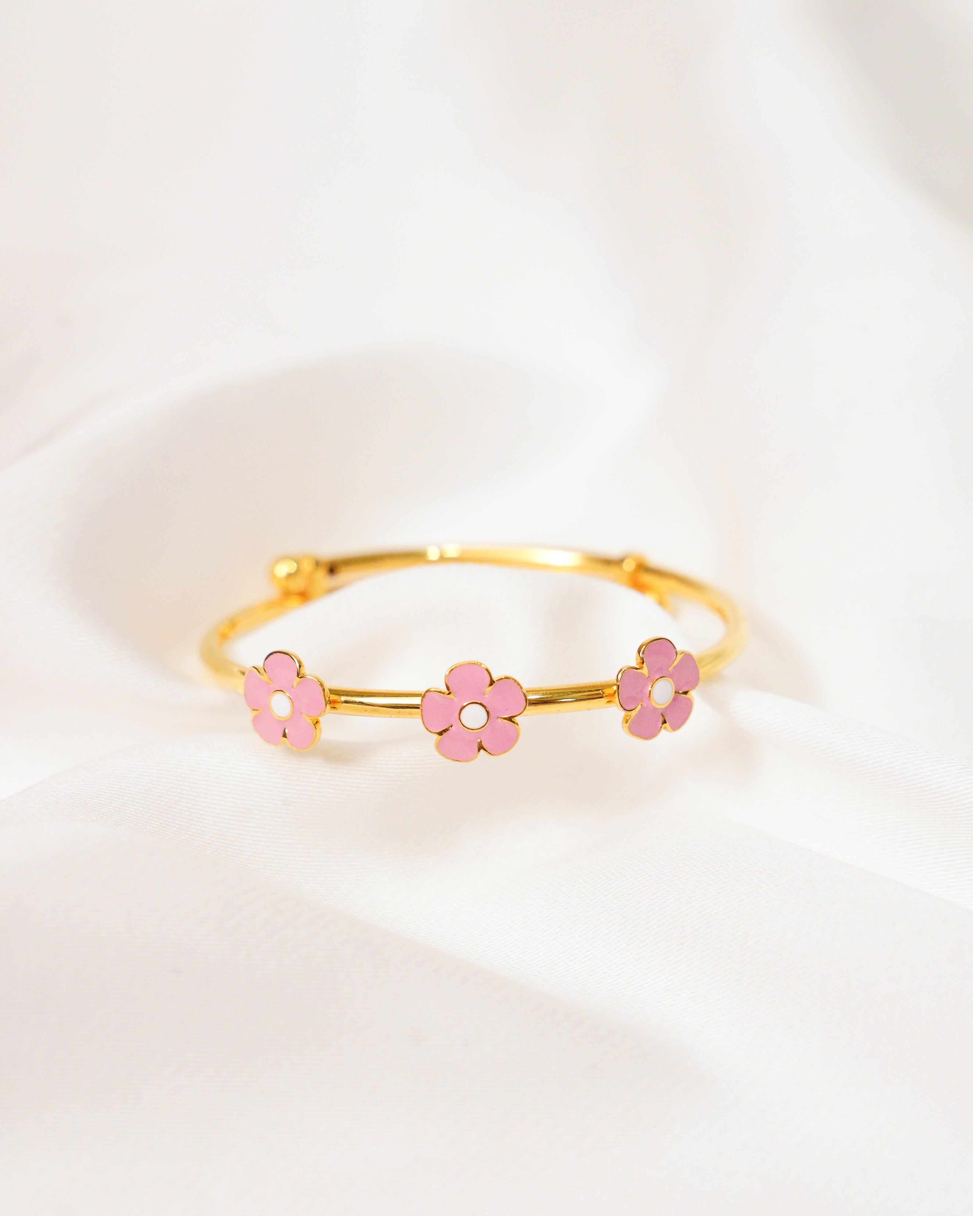 Flower Silver Adjustable Bangle