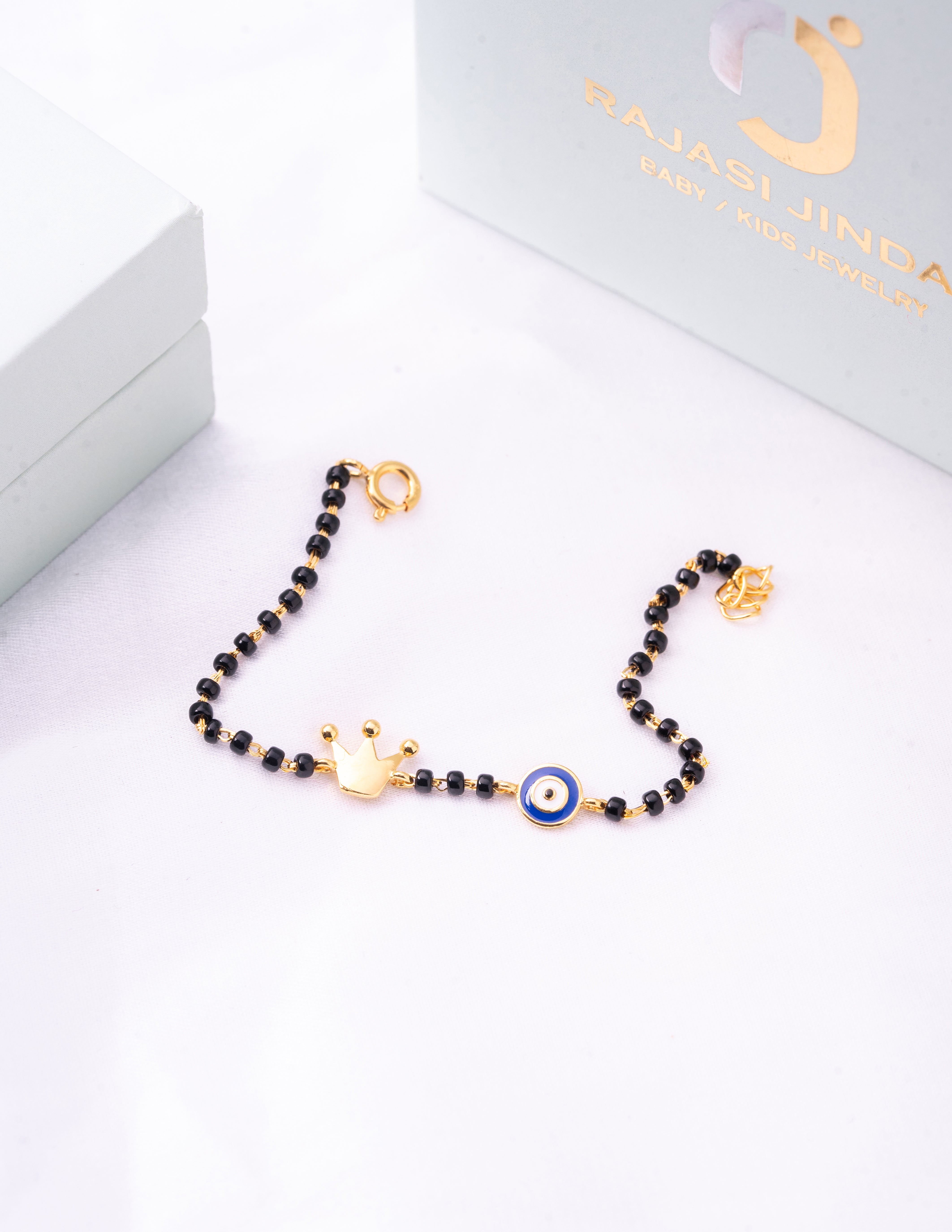 Crown Evil Eye Gold Nazariya for babies — BIS Hallmarked gold evil eye, by Rajasi Jindal