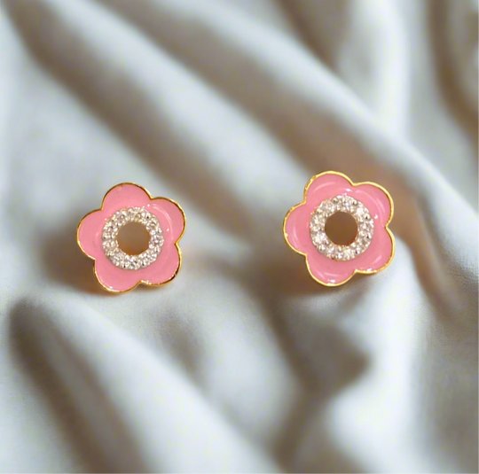 Like a Dewdrop - Diamond Flower Earrings