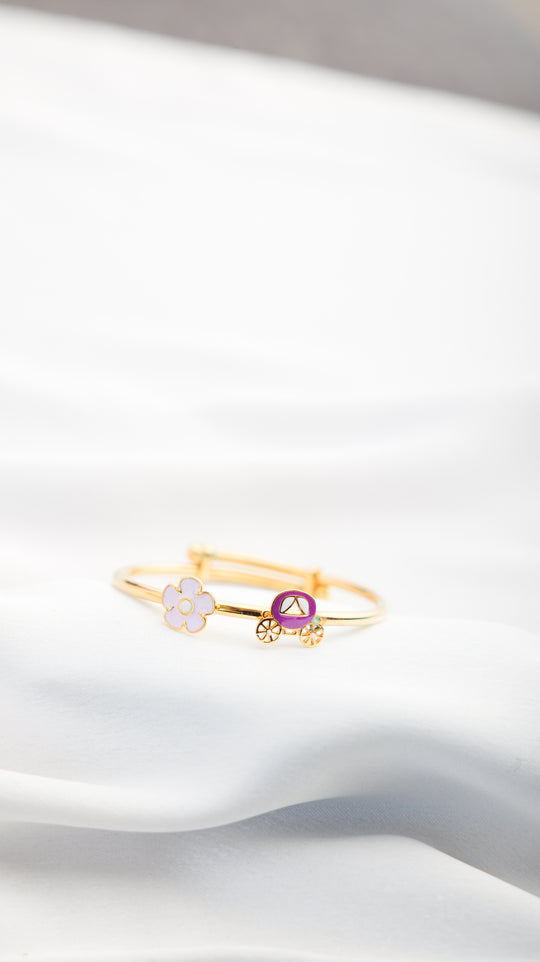 Flower Carriage Silver Adjustable Bangle