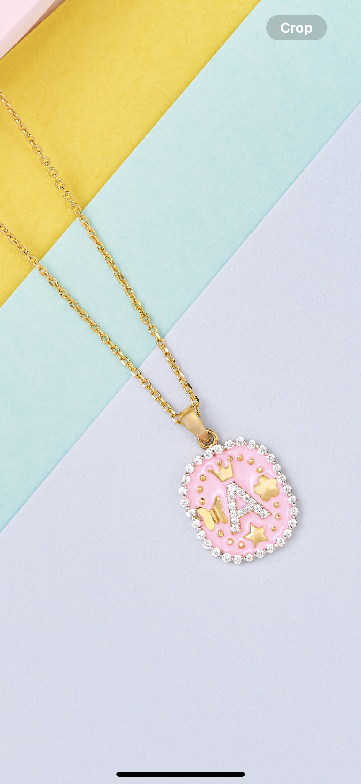 Pink Crowned Initial Silver Pendant for kids — BIS Hallmarked 925 silver, by Rajasi Jindal
