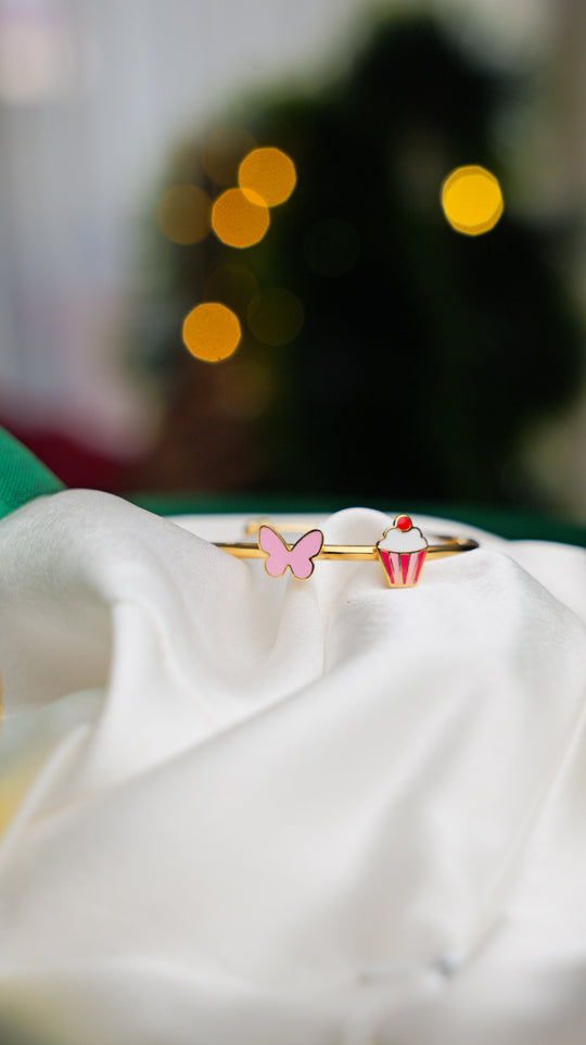 Butterfly - Cupcake Silver Adjustable Bangle