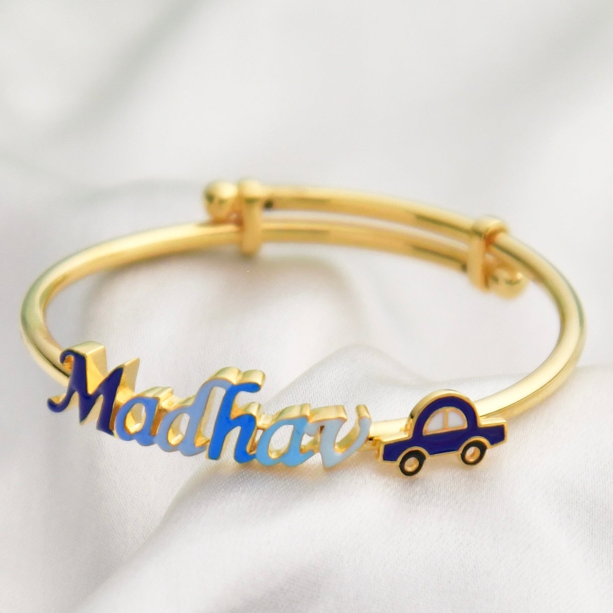 Name Car Silver Adjustable Bangle for babies and kids — BIS Hallmarked 925 silver, by Rajasi Jindal