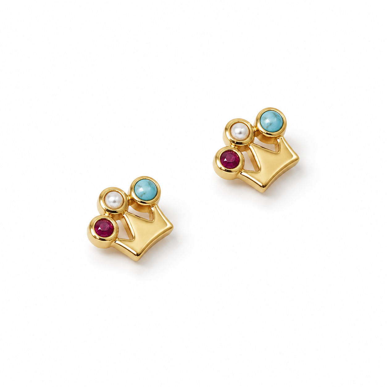 Princess Crown Gold Earrings